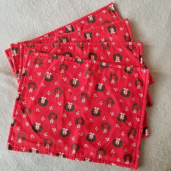 CHRISTMAS Wreath Resversible Set of Four Vintage Placemats - Picture 3 of 10
